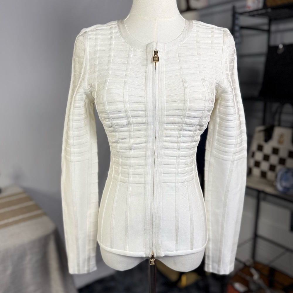 NEW! Herve Leger Off-White Alabaster Flo Jacket - Picture 5 of 16